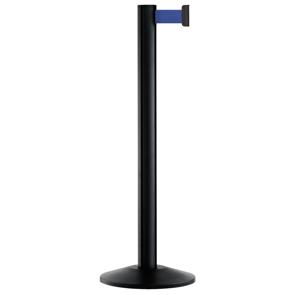 Produktabbildung: Personen-Leitsystem Extend, Ständer schwarz, Gurtfarbe blau