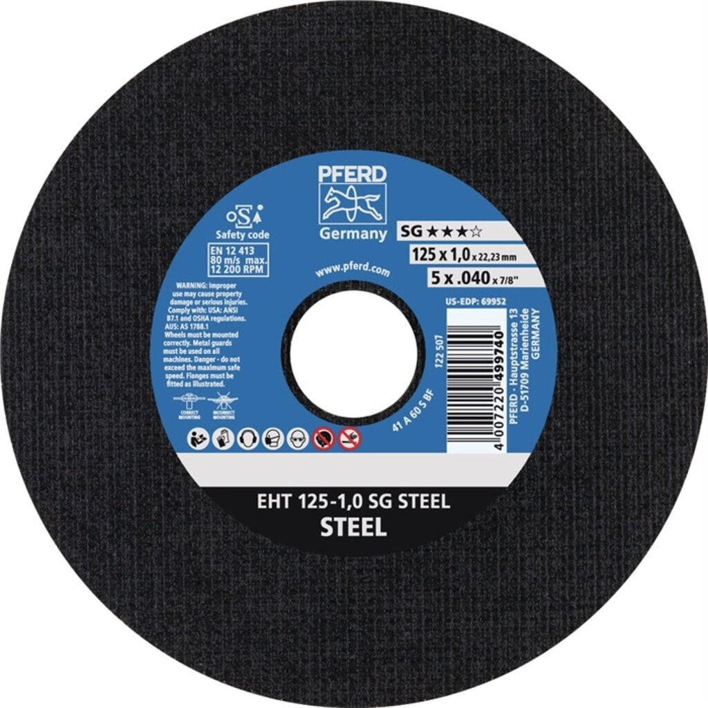 PFERD Trennscheibe SG STEEL D125x1mm ger.STA Bohr.22,23mm Produktabbildung Nr. 2: PFERD Trennscheibe SG STEEL D125x1mm ger.STA Bohr.22,23mm