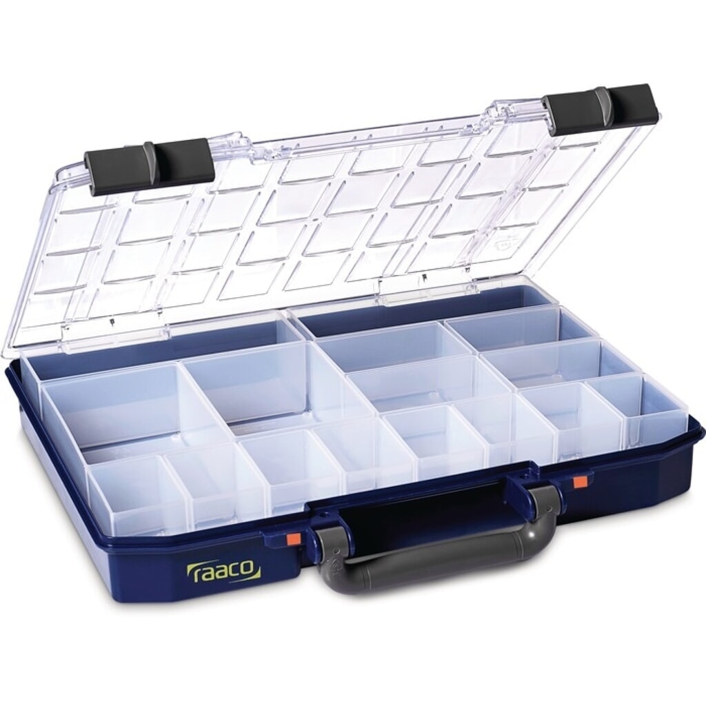 Produktabbildung: raaco Sortimentskasten CarryLite 55 4x8-16, 16 Fächer, B337xT278xH57mm