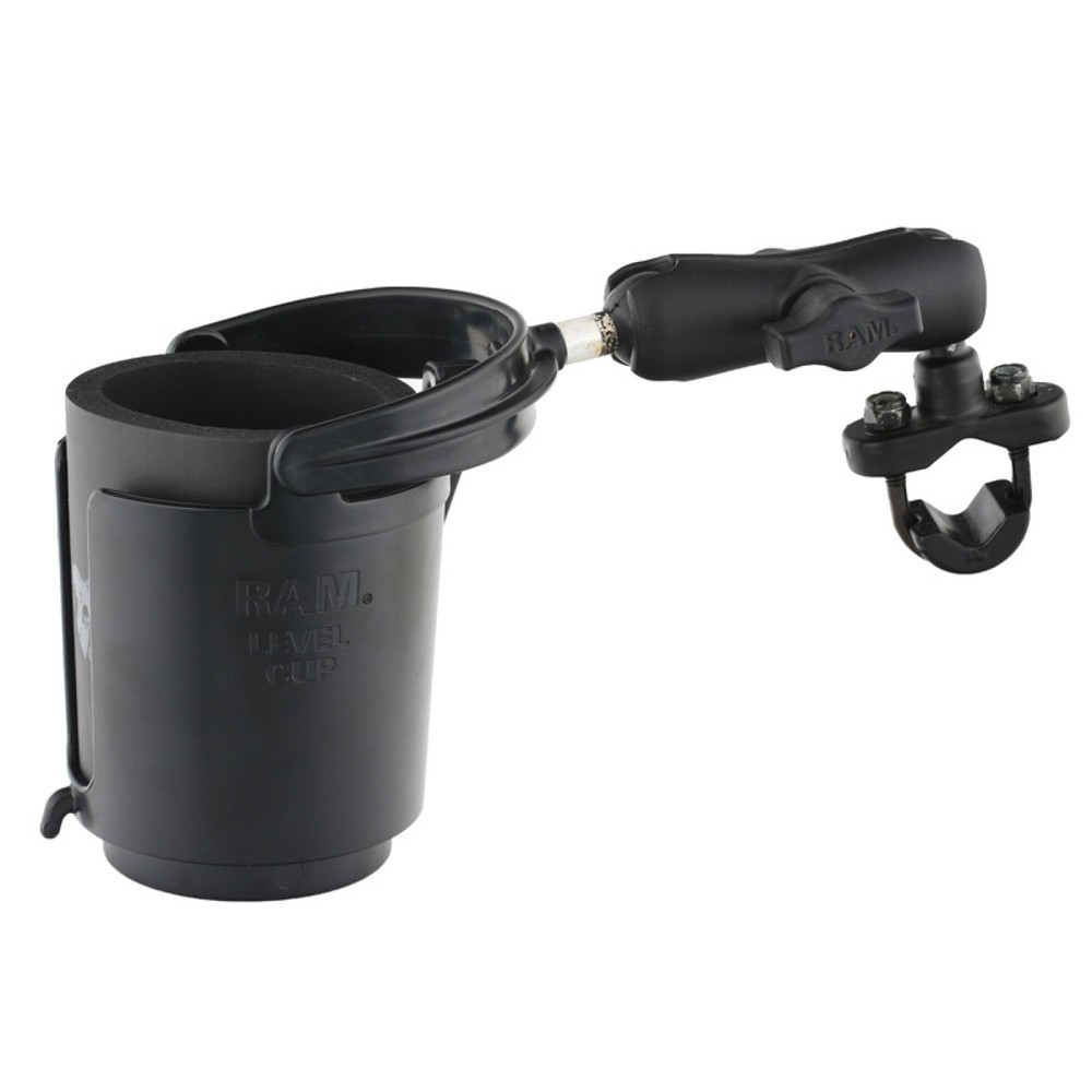 Produktabbildung: RAM Mounts Rohrhalterung mit Getränkehalter, mit Klemmschelle, B-Kugel (1 Zoll), im Polybeutel