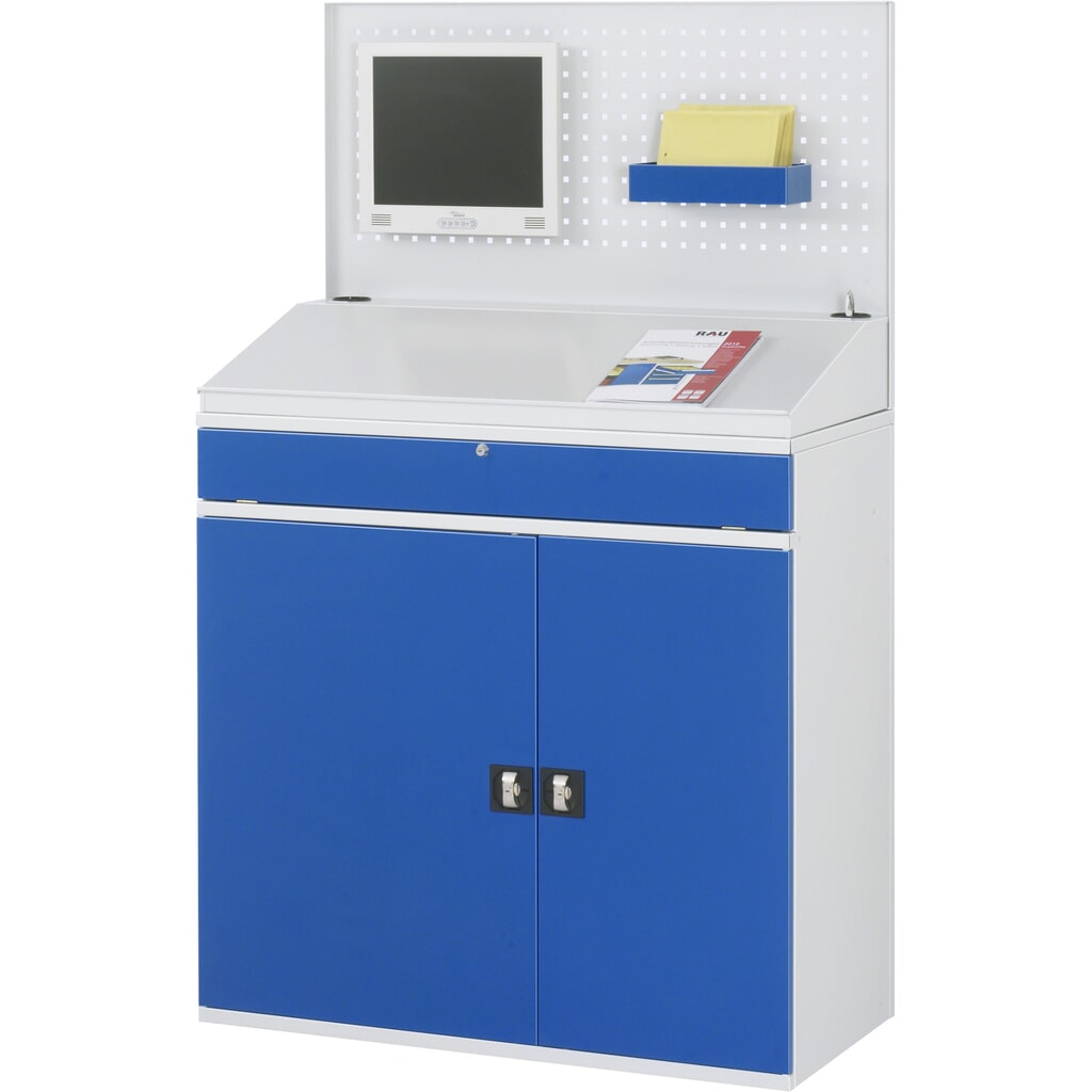 RAU Computer-Schrank, Tastaturauszug, Doppel-Flügeltür, Lochplattenrückwand, Schubladenanzahl x H x B: 1 x 80 x 1.020 mm, stationär Produktabbildung Nr. 2: RAU Computer-Schrank, Tastaturauszug, Doppel-Flügeltür, Lochplattenrückwand, Schubladenanzahl x H x B: 1 x 80 x 1.020 mm, stationär