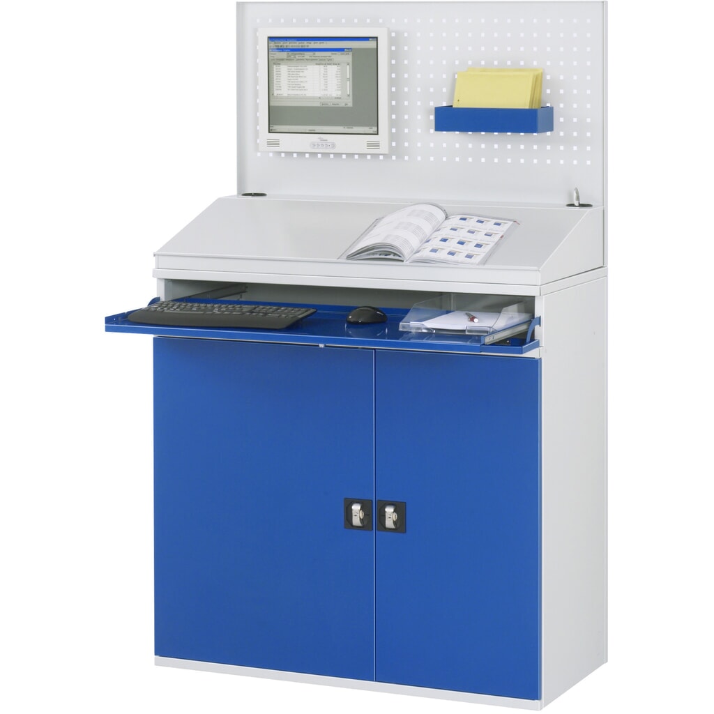 RAU Computer-Schrank, Tastaturauszug, Doppel-Flügeltür, Lochplattenrückwand, Schubladenanzahl x H x B: 1 x 80 x 1.020 mm, stationär Produktabbildung Nr. 3: RAU Computer-Schrank, Tastaturauszug, Doppel-Flügeltür, Lochplattenrückwand, Schubladenanzahl x H x B: 1 x 80 x 1.020 mm, stationär
