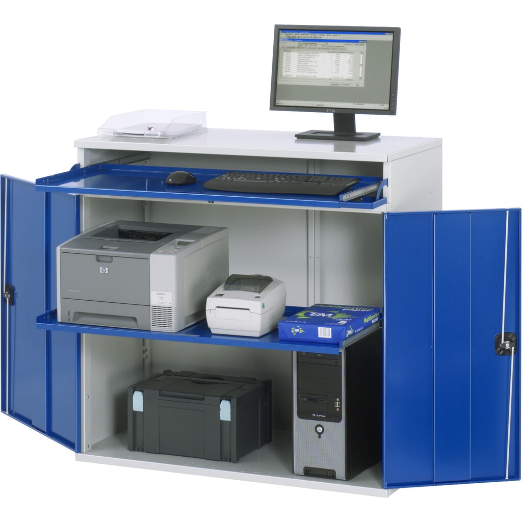 Produktabbildung: RAU Computer-Schrank, Tastaturauszug, Doppel-Flügeltür, stationär