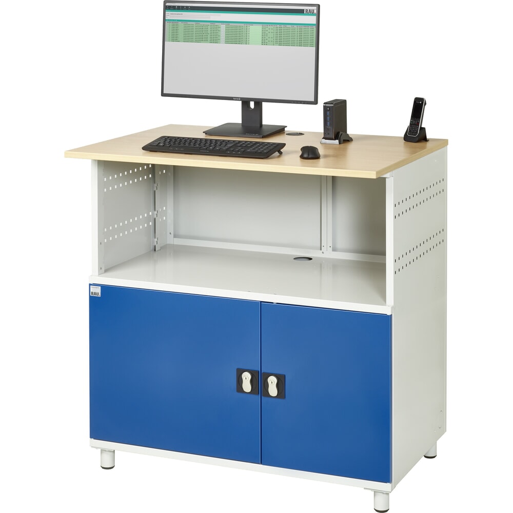 Produktabbildung Nr. 4: RAU Computer-Tisch, HxBxT 1.100 x 1.100 x 800 mm, Buche Dekor Arbeitsplatte, mit 2 Flügeltüren