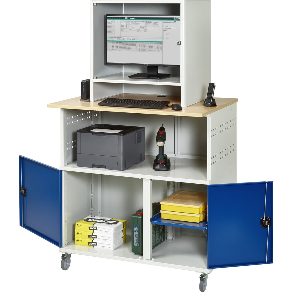 Produktabbildung: RAU Computer-Tisch mit Monitorgehäuse, mobil