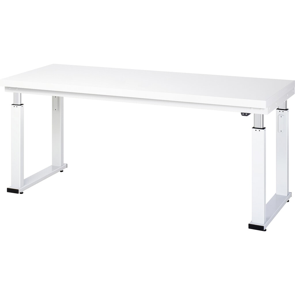 RAU elektrisch höhenverstellbare Werkbank Serie adlatus 600, HxBxT 740-1.140 x 2.000 x 700 mm, Arbeitsplatte Hartlaminat Produktabbildung: RAU elektrisch höhenverstellbare Werkbank Serie adlatus 600, HxBxT 740-1.140 x 2.000 x 700 mm, Arbeitsplatte Hartlaminat