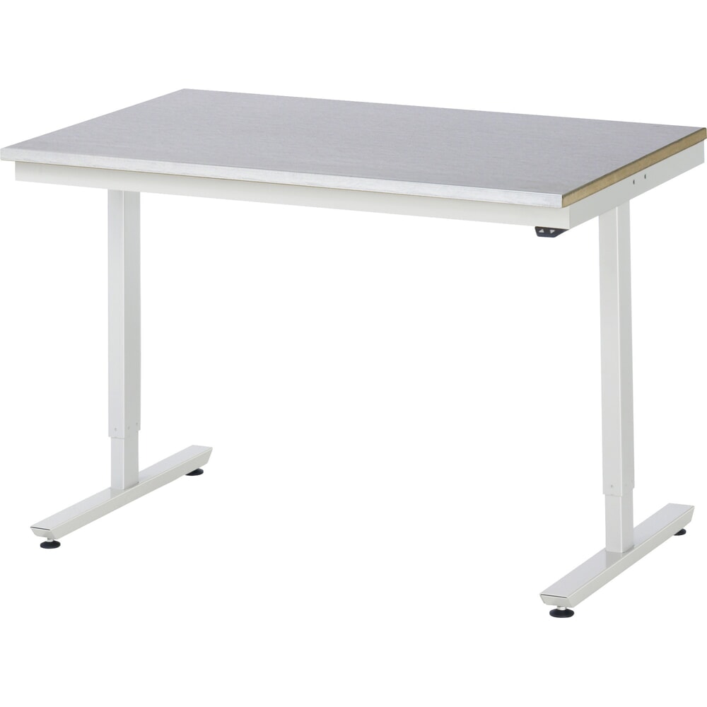 Produktabbildung: RAU elektrisch höhenverstellbarer Werktisch Serie adlatus 150, HxBxT 720-1.120 x 1.250 x 800 mm, Arbeitsplatte Edelstahlblech-Belag