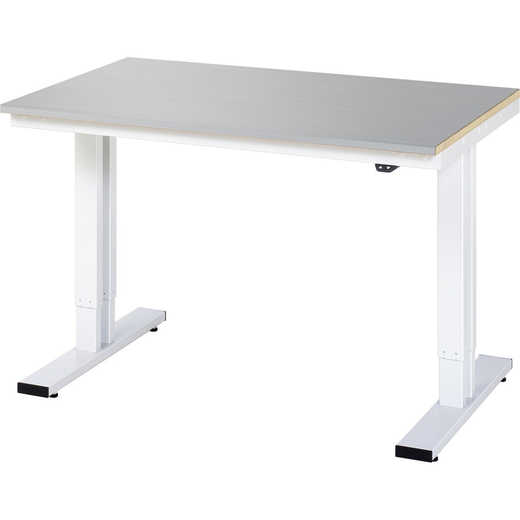RAU elektrisch höhenverstellbarer Werktisch Serie adlatus 300, HxBxT 720-1.120 x 1.250 x 800 mm, Edelstahlbelag Arbeitsplatte Produktabbildung: RAU elektrisch höhenverstellbarer Werktisch Serie adlatus 300, HxBxT 720-1.120 x 1.250 x 800 mm, Edelstahlbelag Arbeitsplatte