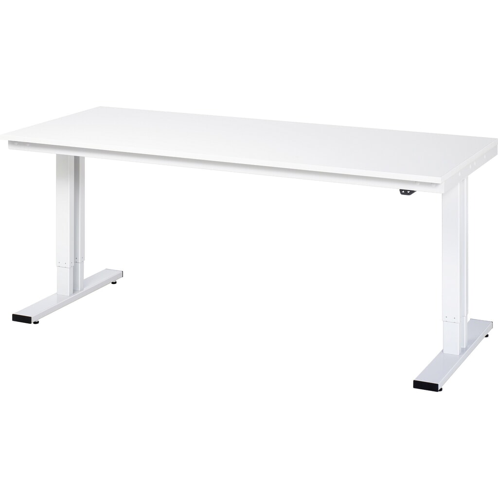 Produktabbildung: RAU elektrisch höhenverstellbarer Werktisch Serie adlatus 300, HxBxT 720-1.120 x 2.000 x 800 mm, melaminharzbeschichtete EGB-Arbeitsplatte
