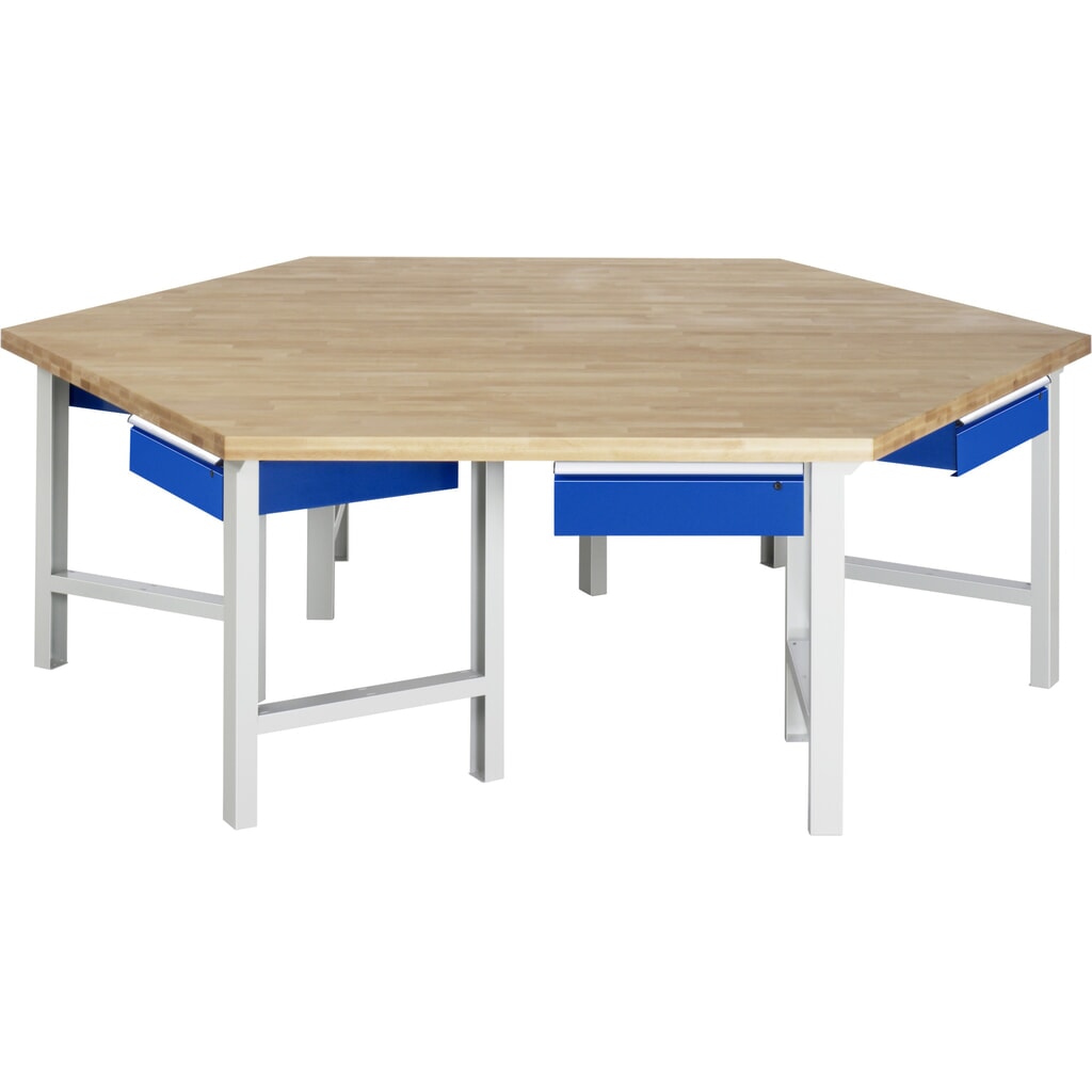 Produktabbildung: RAU Gruppenwerkbank Serie 4000, HxBxT 840 x 2.700 x 2.340 mm, 6 Schubladen mit ErgoScript®