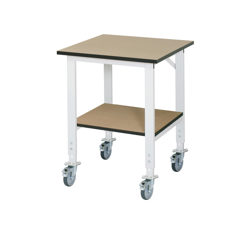 RAU höhenverstellbarer, mobiler Werktisch Serie TOM, HxBxT 910-1.230 x 750 x 800 mm, MDF Arbeitsplatte Produktabbildung: RAU höhenverstellbarer, mobiler Werktisch Serie TOM, HxBxT 910-1.230 x 750 x 800 mm, MDF Arbeitsplatte