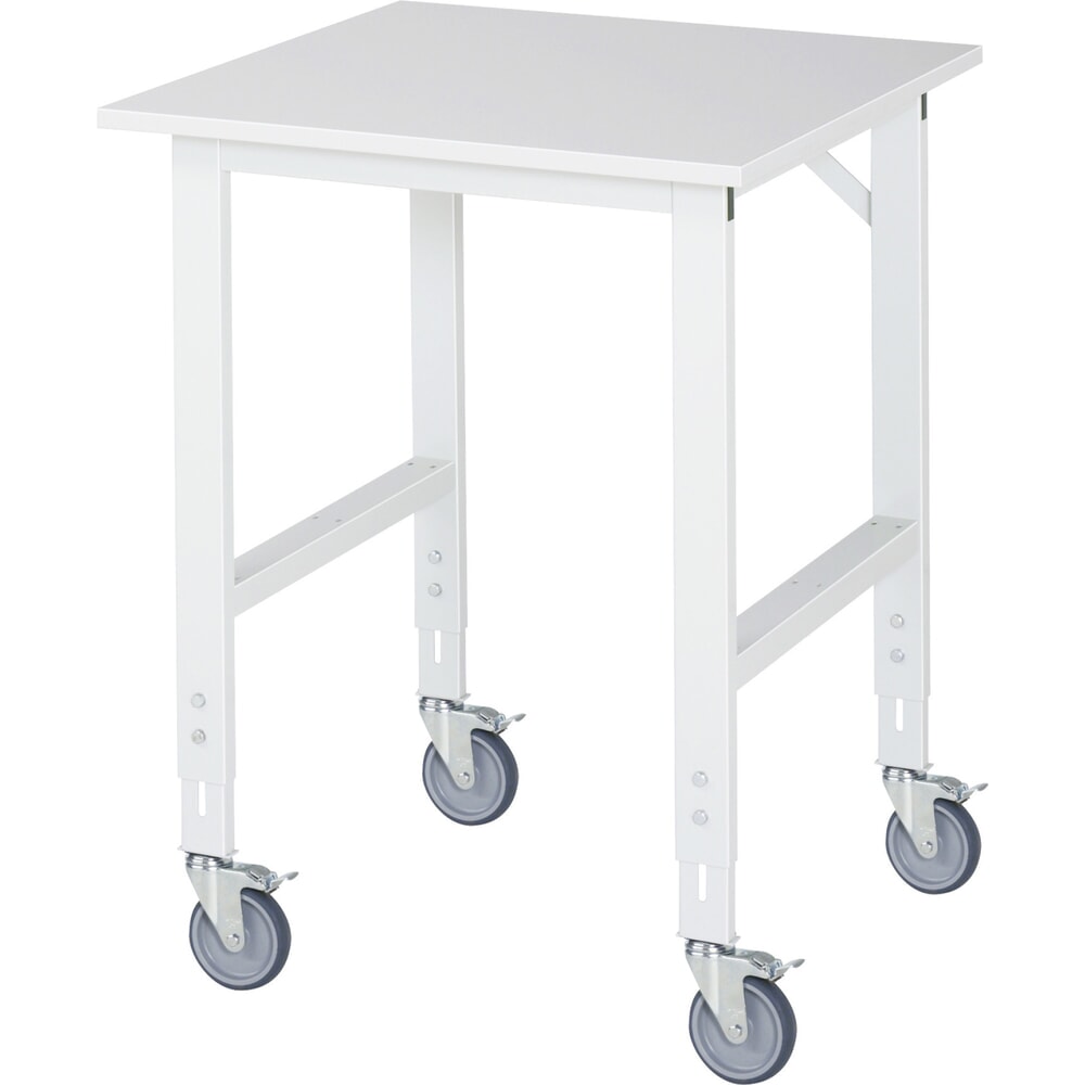 Produktabbildung: RAU höhenverstellbarer, mobiler Werktisch Serie TOM, Höhe 910-1.230 mm, BxT 750 x 800 mm, Arbeitplatte Melamin-Belag