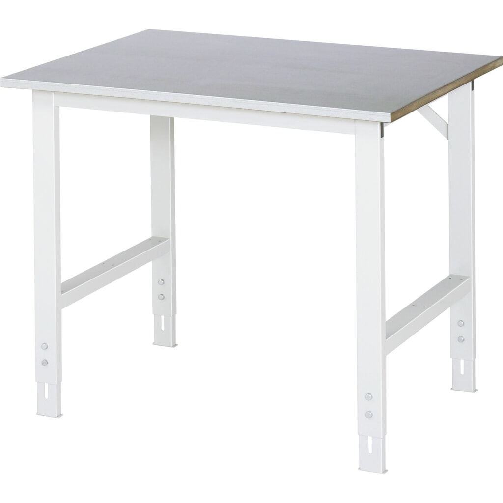 Produktabbildung: RAU höhenverstellbarer Werktisch Serie TOM, HxBxT 760-1.080 x 1.000 x 800 mm, Arbeitsplatte Stahlblechbelag