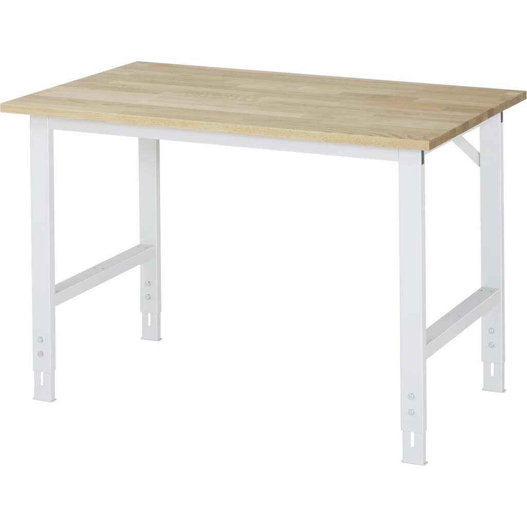 RAU höhenverstellbarer Werktisch Serie TOM, HxBxT 760-1.080 x 1.250 x 800 mm, Arbeitsplatte Buche-Massiv Produktabbildung: RAU höhenverstellbarer Werktisch Serie TOM, HxBxT 760-1.080 x 1.250 x 800 mm, Arbeitsplatte Buche-Massiv