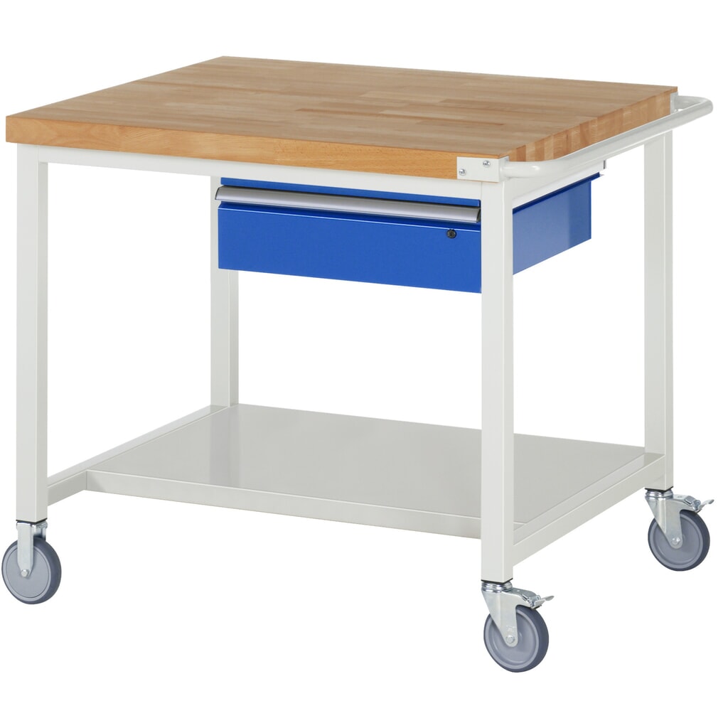 Produktabbildung: RAU mobile Werkbank Serie 8000, HxBxT 880 x 1.000 x 900 mm, Ablageboden unten, mit 1 Schublade rechts