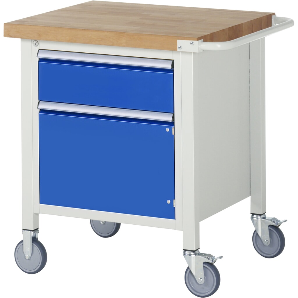 Produktabbildung: RAU mobile Werkbank Serie 8000, HxBxT 880 x 750 x 700 mm, 1 Container, 1 Flügeltür, 1 x 90%-Auszug-Schublade