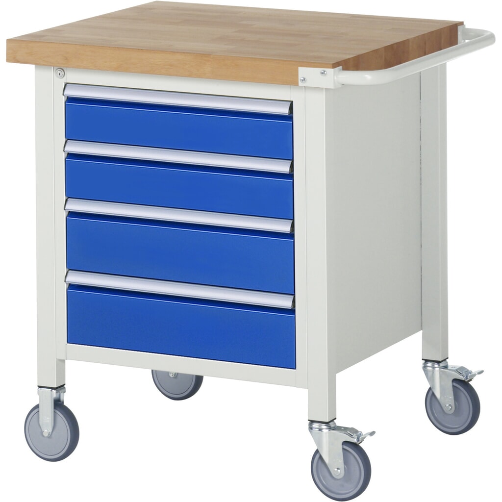 Produktabbildung Nr. 1: RAU mobile Werkbank Serie 8000, 1 Container, HxBxT 880-1.080 x 750 x 700 mm, 4 x 90%-Auszug-Schubladen, Breite 490 mm