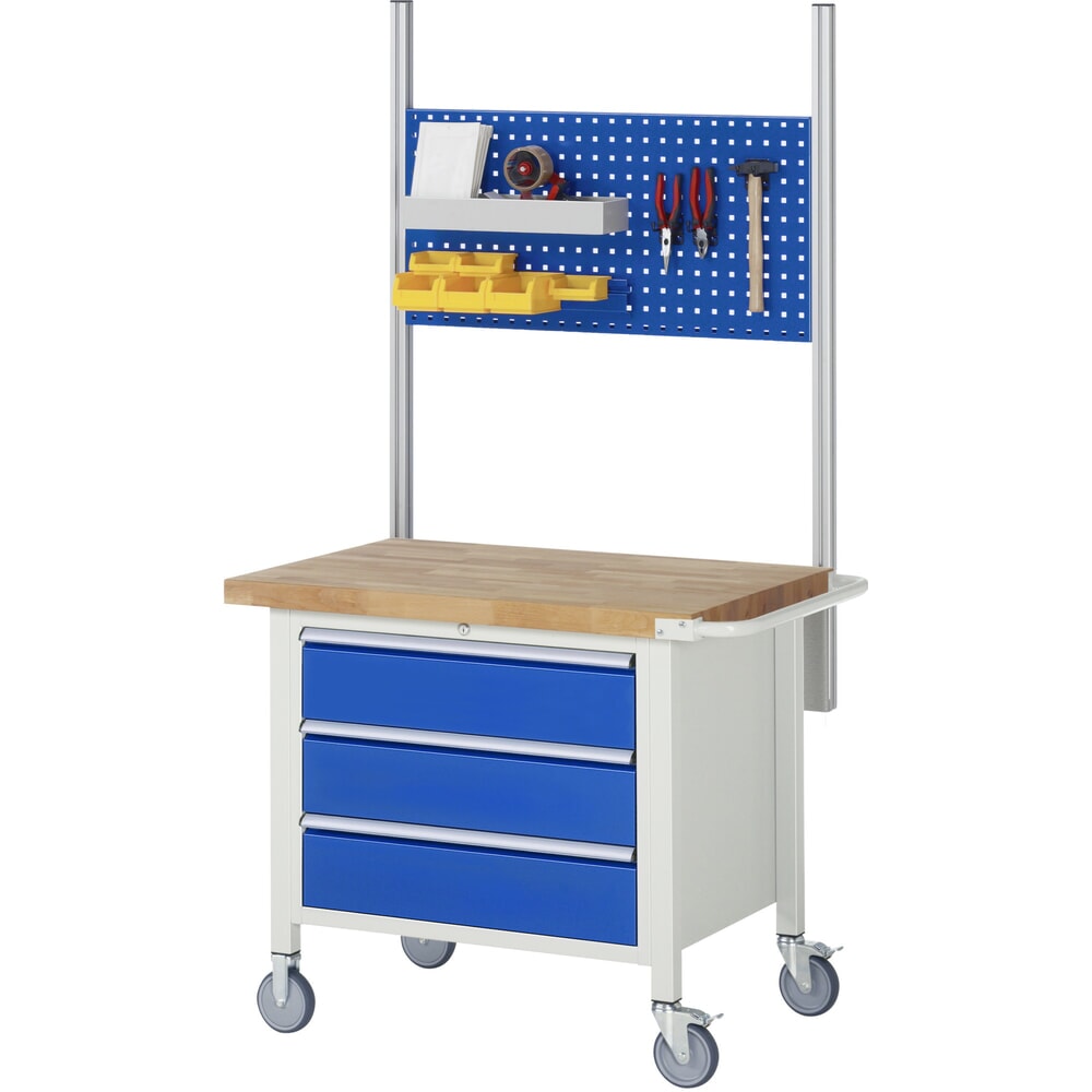 Produktabbildung Nr. 7: RAU mobile Werkbank Serie 8000, 1 Ablageboden, HxBxT 880-1.080 x 1.000 x 700 mm, 3 x 100%-Auszug-Schubladen, Breite 490 mm