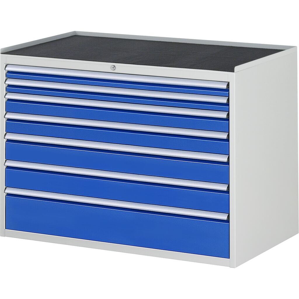 RAU Schubladenschrank Serie 7000, HxBxT 825 x 1.145 x 650 mm, 7 x 90%-Auszug-Schubladen 2 x 60, 2 x 90, 2 x 120, 1 x 180 mm, Arbeitsplatte Metall Produktabbildung: RAU Schubladenschrank Serie 7000, HxBxT 825 x 1.145 x 650 mm, 7 x 90%-Auszug-Schubladen 2 x 60, 2 x 90, 2 x 120, 1 x 180 mm, Arbeitsplatte Metall