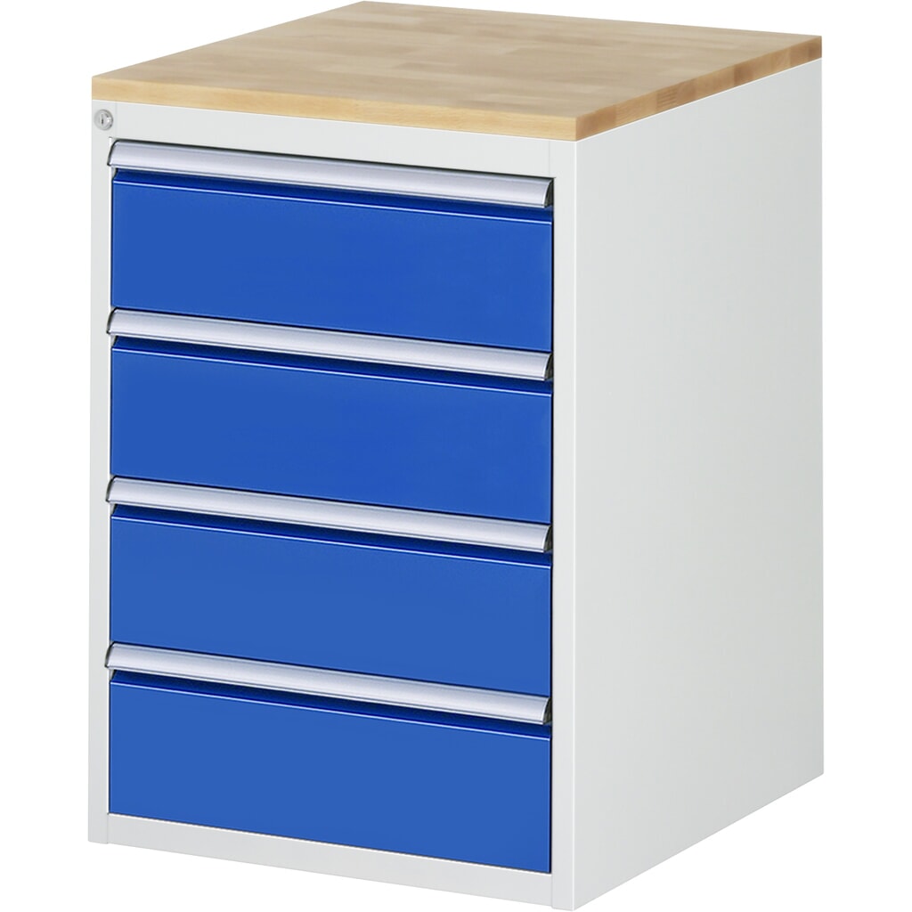 Produktabbildung Nr. 1: RAU Schubladenschrank Serie 7000, HxBxT 825 x 580 x 650 mm, 4 x 90%-Auszug-Schubladen 4 x 180 mm, Arbeitsplatte Buche