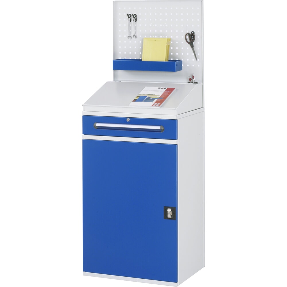 Produktabbildung Nr. 2: RAU Pultschrank, HxBxT 1.110-1.770 x 650 x 520 mm, Schubladen 1 x 80, 1 x 120 mm