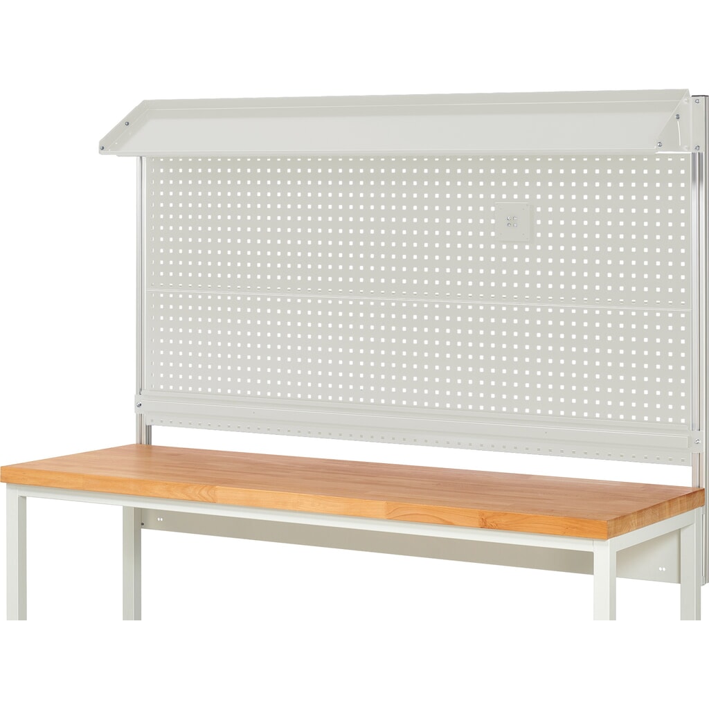 Produktabbildung Nr. 2: RAU Werkbank-Aufbau, HxBxT 1.130 x 2.000 x 350 mm, mit 1 neigbaren Metallablage, 1 Halteschiene und 1 Flachbildschirmhalter, Komplettset 02 für Produktbreite 2.000 mm