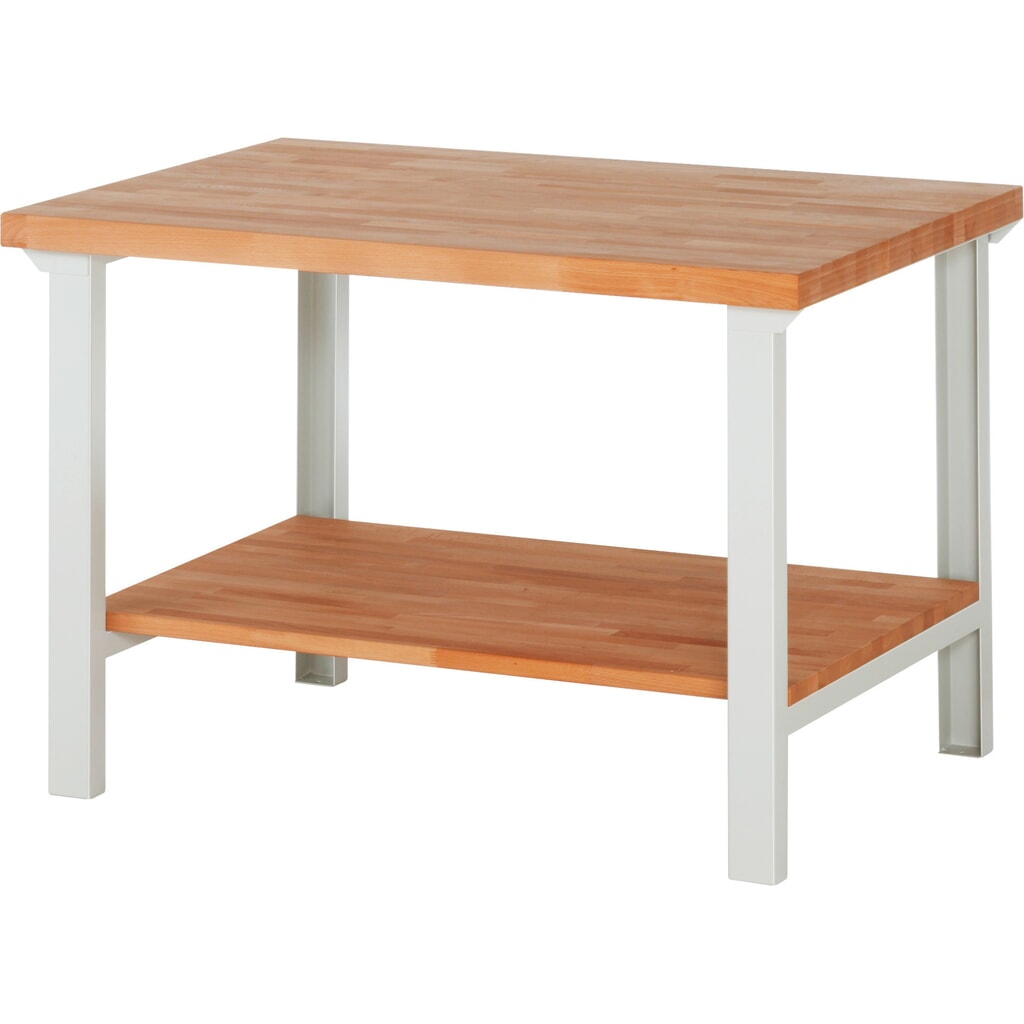 Produktabbildung: RAU Werkbank Serie 7000, 1 Buche-Massiv-Ablageboden, HxBxT 840 x 1.250 x 900 mm