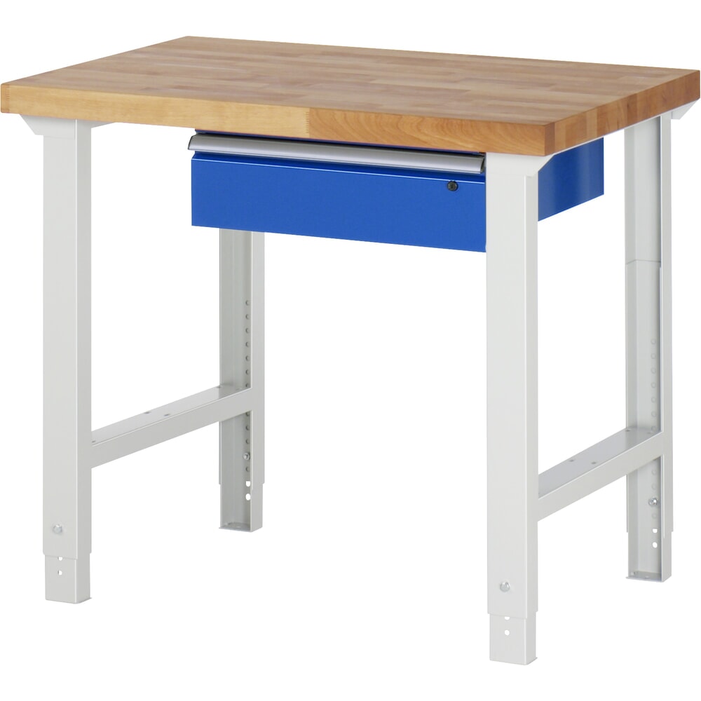 Produktabbildung Nr. 1: RAU Werkbank Serie 7000, HxBxT 790-1.140 x 1.000 x 700 mm, 1 Schublade, ErgoScript