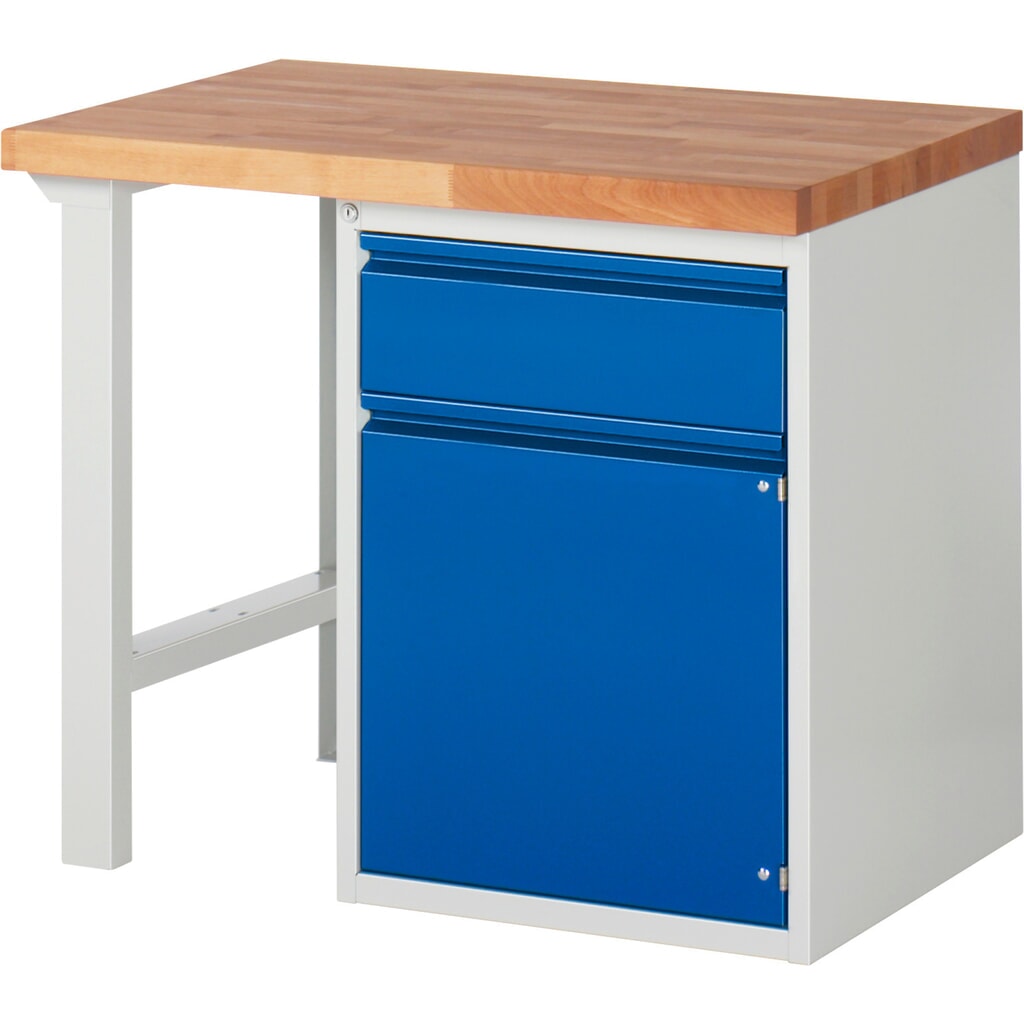 RAU Werkbank Serie 7000, 1 Container, HxBxT 890 x 1.000 x 700 mm, 1 x 90%-Auszug-Schublade, 1 Flügeltür, 1 Fachboden Produktabbildung: RAU Werkbank Serie 7000, 1 Container, HxBxT 890 x 1.000 x 700 mm, 1 x 90%-Auszug-Schublade, 1 Flügeltür, 1 Fachboden