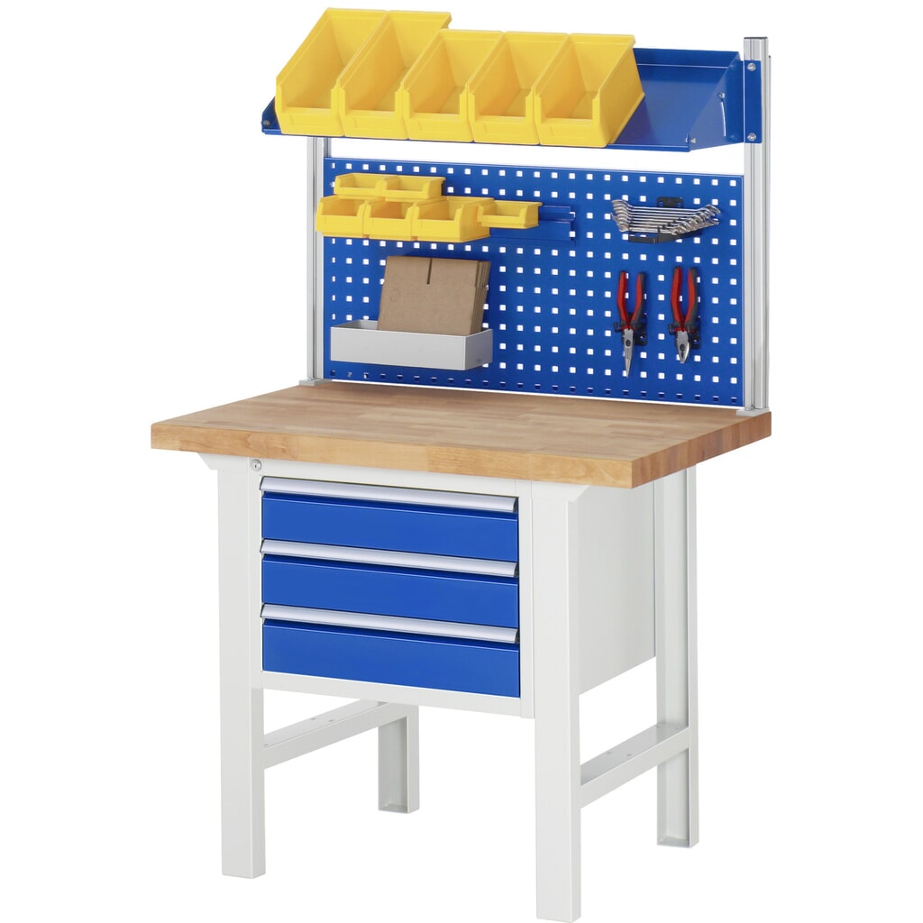 Produktabbildung Nr. 7: RAU Werkbank Serie 7000, 1 Container, HxBxT 840 x 1.000 x 900 mm, 4 x 90%-Auszug-Schubladen 1 x 60, 2 x 90, 1 x 120 mm, Schubladen-TK 100 kg