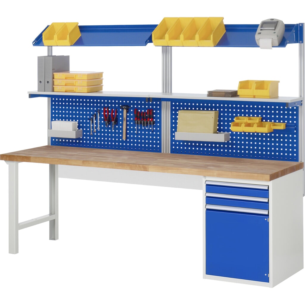 RAU Werkbank Serie 7000, 2 Container, HxBxT 840 x 2.500 x 700 mm, 2 Schubladen 2 x 180 mm, 1 Fachboden, 2 Flügeltüren Produktabbildung Nr. 6: RAU Werkbank Serie 7000, 2 Container, HxBxT 840 x 2.500 x 700 mm, 2 Schubladen 2 x 180 mm, 1 Fachboden, 2 Flügeltüren