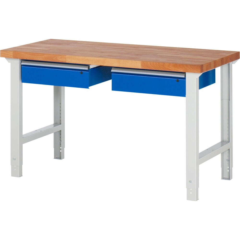 Produktabbildung Nr. 1: RAU Werkbank Serie 7000, HxBxT 790-1.140 x 1.500 x 700 mm, 2 Schubladen, ErgoScript