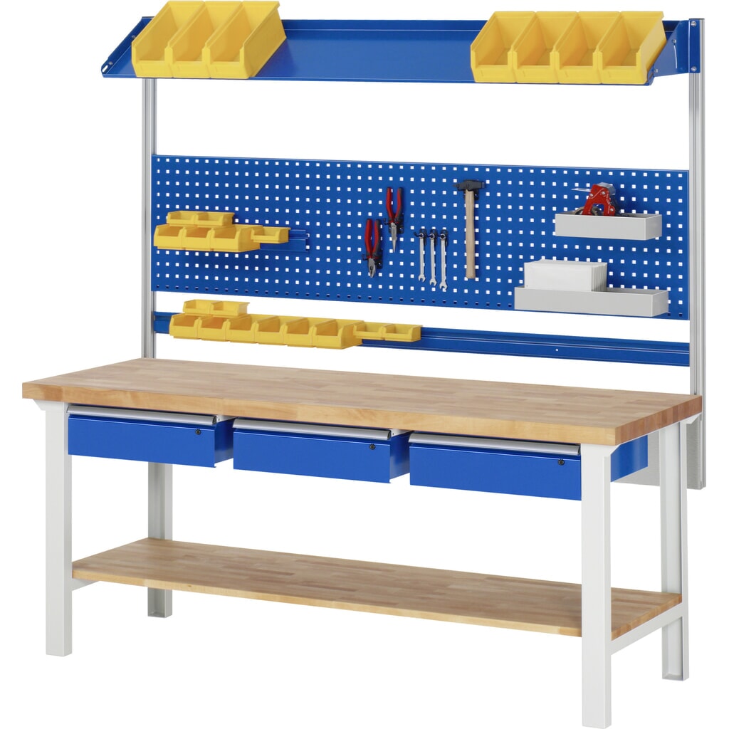 Produktabbildung Nr. 5: RAU Werkbank Serie 7000, HxBxT 840 x 2.000 x 700 mm, 3 Schubladen 3 x 150 mm, Schubladen-TK 50 kg