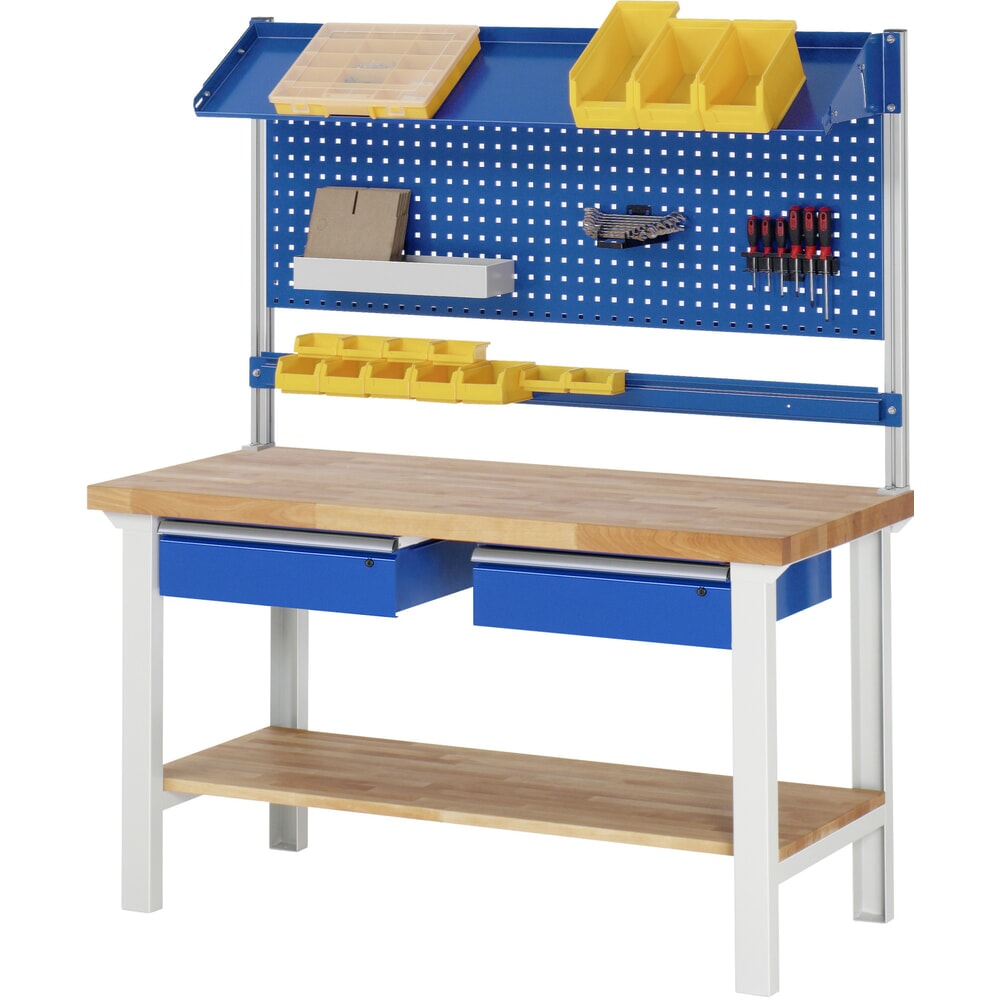 Produktabbildung Nr. 5: RAU Werkbank Serie 7000, 1 Buche-Massiv-Ablageboden, HxBxT 840 x 1.500 x 700 mm, 2 Schubladen 2 x 150 mm