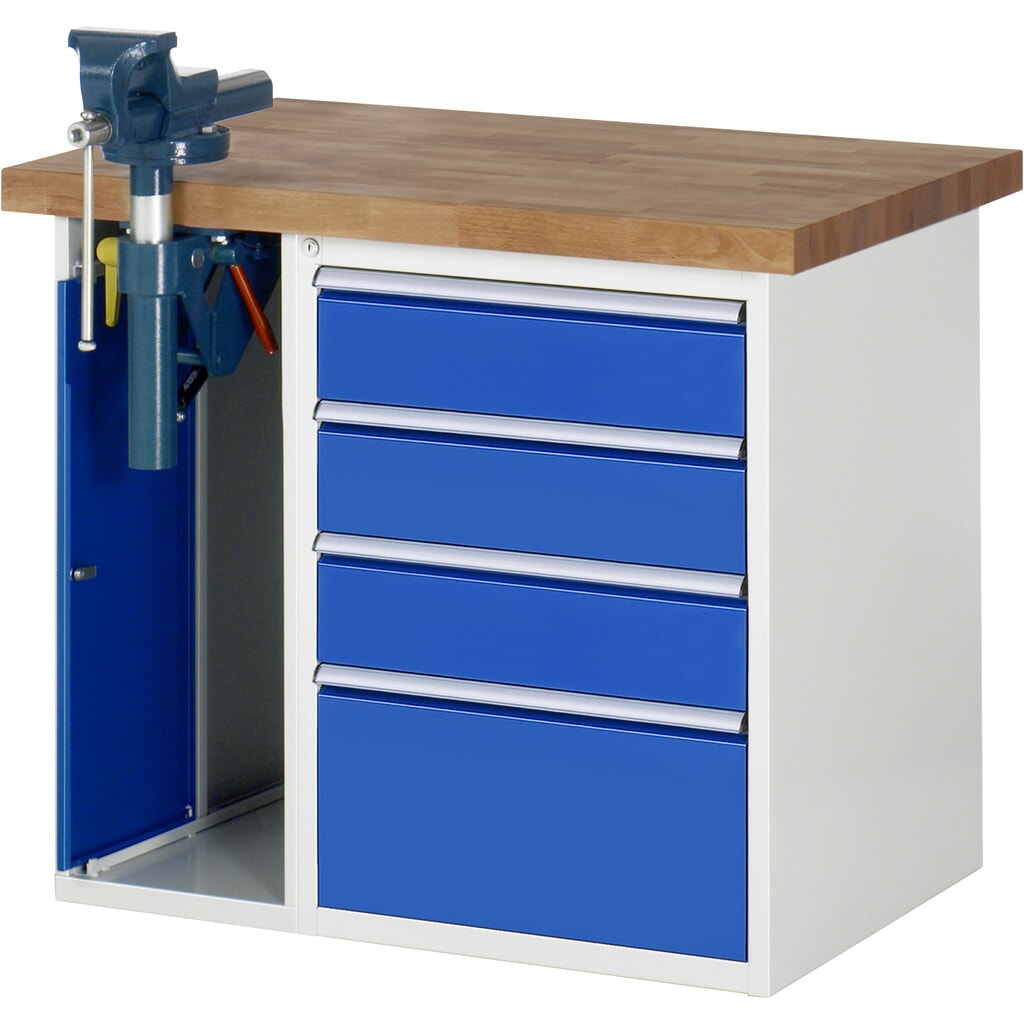 RAU Werkbank Serie 7000, 2 Container, HxBxT 840 x 1.000 x 700 mm, 4 x 90%-Auszug-Schubladen 3 x 150 mm, 1 x 270 mm, Schubladen-TK 100 kg Produktabbildung Nr. 1: RAU Werkbank Serie 7000, 2 Container, HxBxT 840 x 1.000 x 700 mm, 4 x 90%-Auszug-Schubladen 3 x 150 mm, 1 x 270 mm, Schubladen-TK 100 kg
