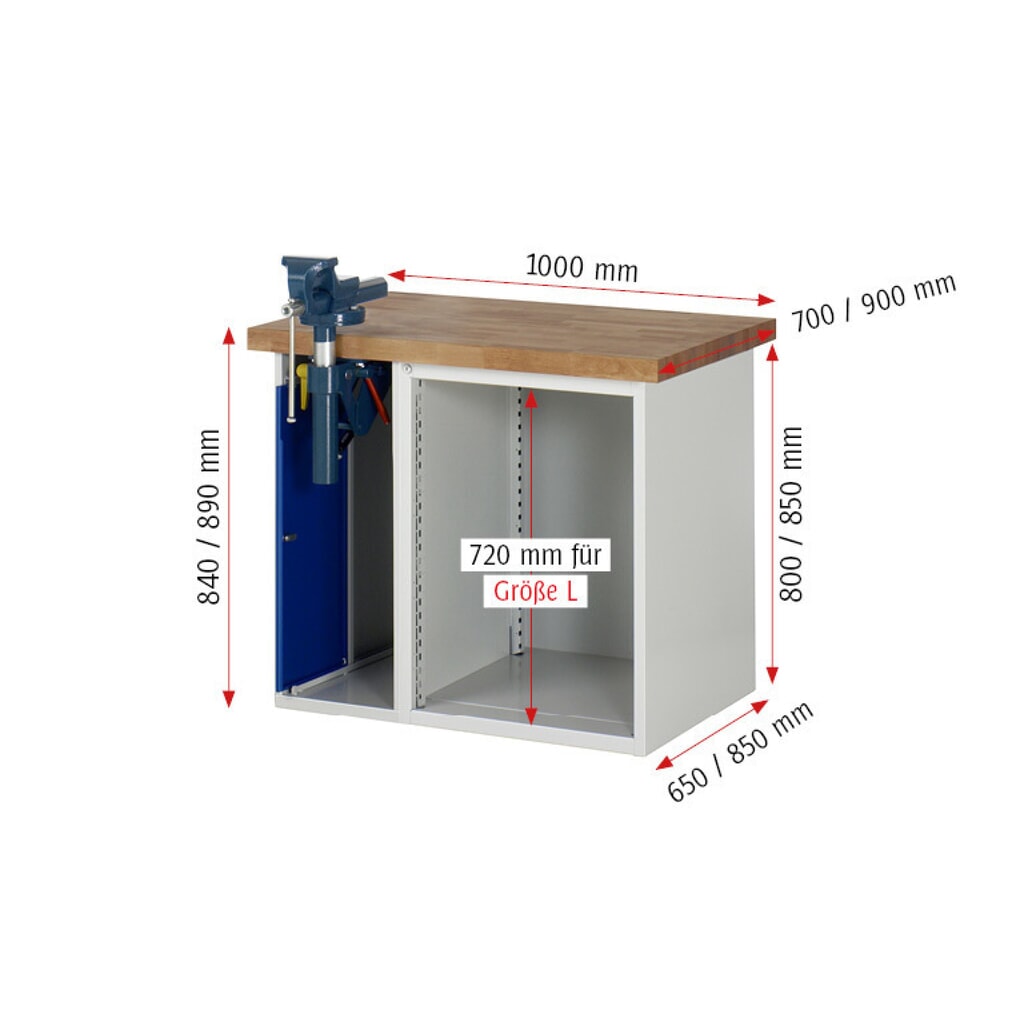 RAU Werkbank Serie 7000, 2 Container, HxBxT 840 x 1.000 x 700 mm, 4 x 90%-Auszug-Schubladen 3 x 150 mm, 1 x 270 mm, Schubladen-TK 100 kg Produktabbildung Nr. 7: RAU Werkbank Serie 7000, 2 Container, HxBxT 840 x 1.000 x 700 mm, 4 x 90%-Auszug-Schubladen 3 x 150 mm, 1 x 270 mm, Schubladen-TK 100 kg