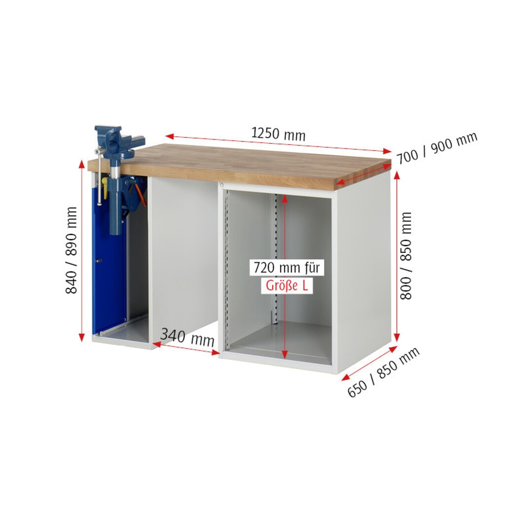 RAU Werkbank Serie 7000, 2 Container, HxBxT 840 x 1.250 x 700 mm, 5 Schubladen 1 x 60 mm, 1 x 90 mm, 2 x 150 mm, 1 x 270 mm Produktabbildung Nr. 5: RAU Werkbank Serie 7000, 2 Container, HxBxT 840 x 1.250 x 700 mm, 5 Schubladen 1 x 60 mm, 1 x 90 mm, 2 x 150 mm, 1 x 270 mm