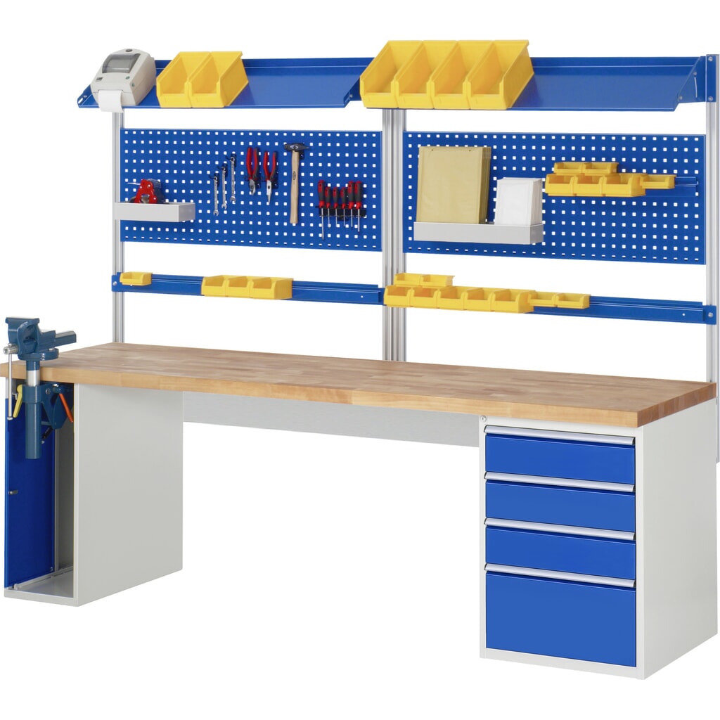 RAU Werkbank Serie 7000, 2 Container, HxBxT 840 x 2.500 x 700 mm, 4 x 90%-Auszug-Schubladen 3 x 150 mm, 1 x 270 mm, Schubladen-TK 100 kg Produktabbildung Nr. 6: RAU Werkbank Serie 7000, 2 Container, HxBxT 840 x 2.500 x 700 mm, 4 x 90%-Auszug-Schubladen 3 x 150 mm, 1 x 270 mm, Schubladen-TK 100 kg