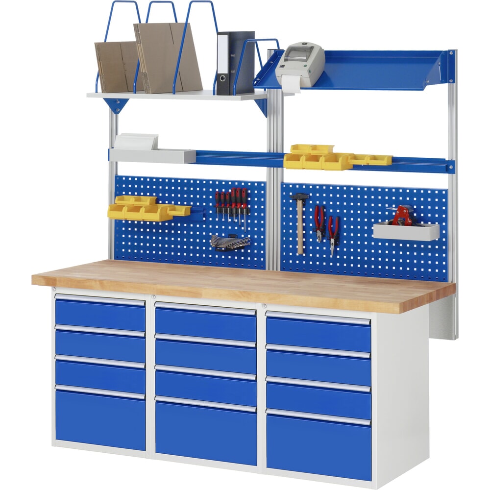 Produktabbildung Nr. 5: RAU Werkbank Serie 7000, 3 Container, HxBxT 840 x 2.000 x 700 mm, 12 x 90%-Auszug-Schubladen