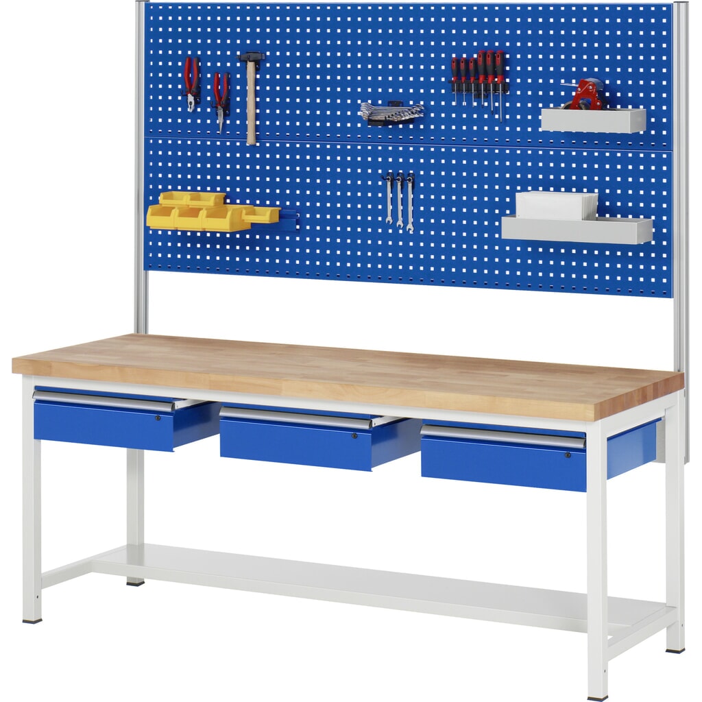 RAU Werkbank Serie 8000, HxBxT 840-1.040 x 2.000 x 900 mm, 3 Schubladen, Schubladen-TK 50 kg Produktabbildung Nr. 7: RAU Werkbank Serie 8000, HxBxT 840-1.040 x 2.000 x 900 mm, 3 Schubladen, Schubladen-TK 50 kg
