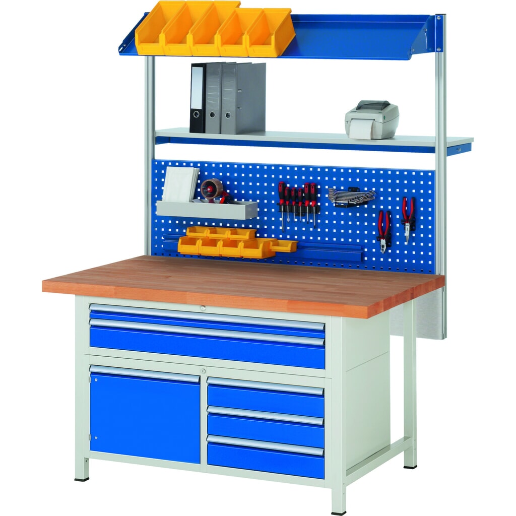 RAU Werkbank Serie 8000, 1 Dreifach-Container, 1 Flügeltür, HxBxT 840-1.040 x 1.500 x 900 mm, 5 x 100%-Auszug-Schubladen, 2 XXL unten Produktabbildung Nr. 8: RAU Werkbank Serie 8000, 1 Dreifach-Container, 1 Flügeltür, HxBxT 840-1.040 x 1.500 x 900 mm, 5 x 100%-Auszug-Schubladen, 2 XXL unten