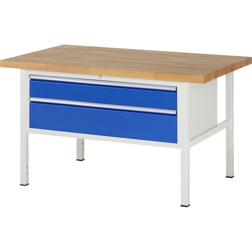 RAU Werkbank Serie 8000, HxBxT 840 x 1.500 x 900 mm, 2 x 90%-Auszug-Schubladen 1 x 150, 1 x 210 mm, Schubladen-TK 50 kg Produktabbildung: RAU Werkbank Serie 8000, HxBxT 840 x 1.500 x 900 mm, 2 x 90%-Auszug-Schubladen 1 x 150, 1 x 210 mm, Schubladen-TK 50 kg