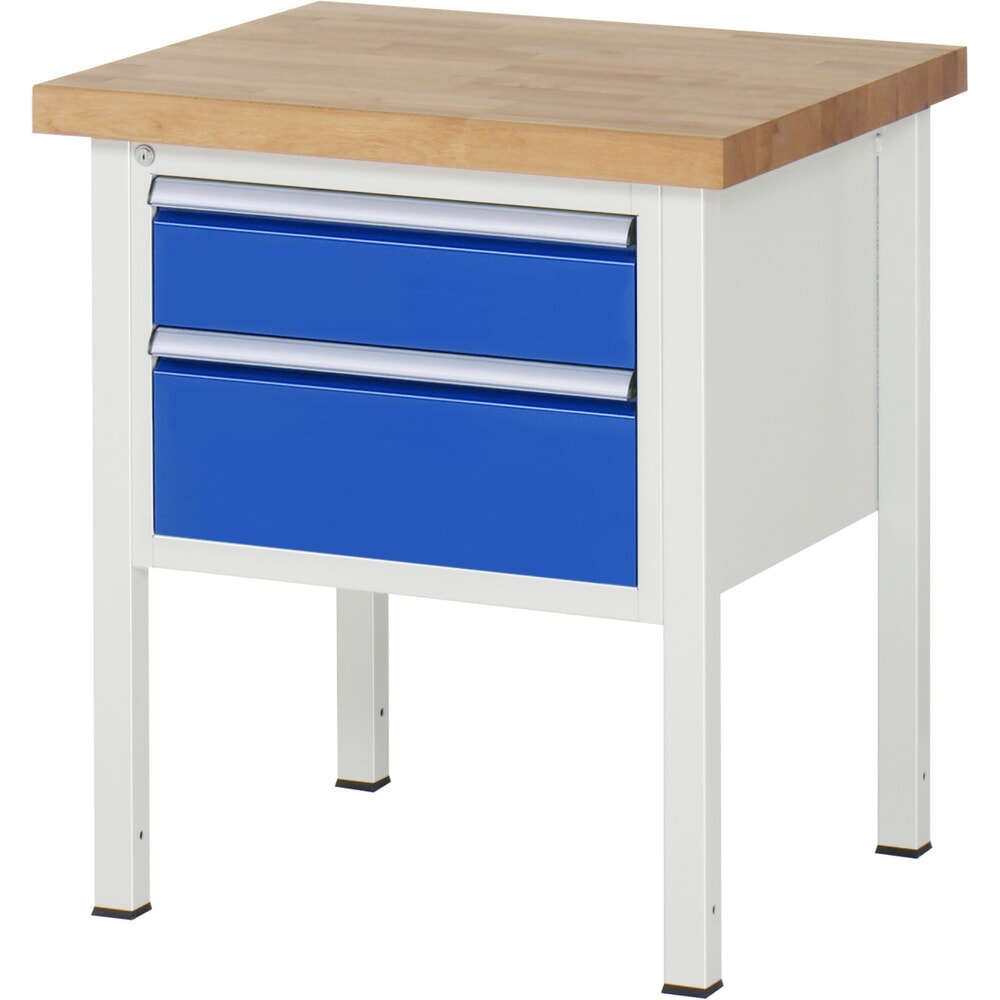 Produktabbildung: RAU Werkbank Serie 8000, HxBxT 840-1.040 x 750 x 700 mm, 2 x 90%-Auszug-Schubladen 1 x 150, 1 x 210 mm, Schubladen-TK 100 kg
