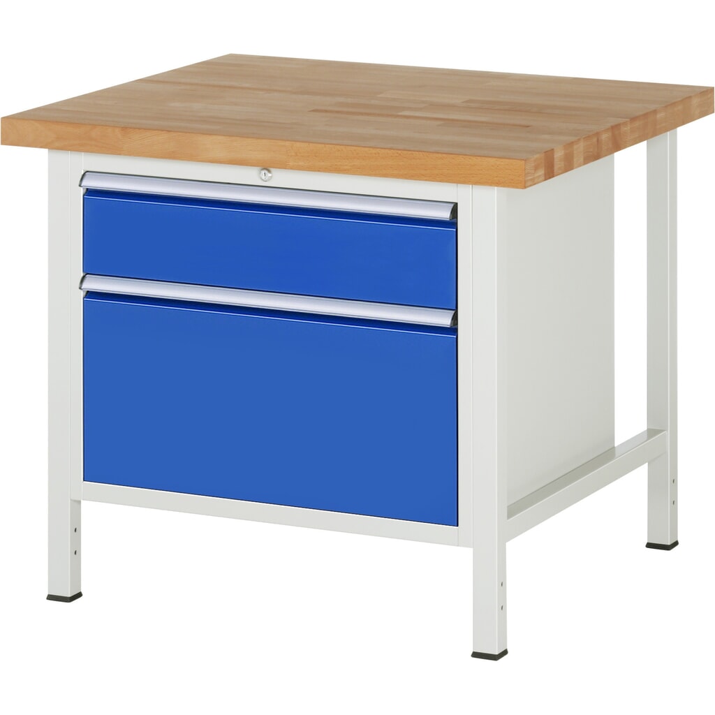 Produktabbildung: RAU Werkbank Serie 8000, HxBxT 840 x 1.000 x 900 mm, 2 x 90%-Auszug-Schubladen 1 x 180, 1 x 360 mm, Schubladen-TK 75 kg