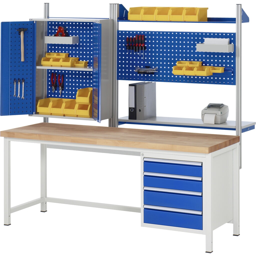 Produktabbildung Nr. 5: RAU Werkbank Serie 8000, HxBxT 840 x 2.000 x 700 mm, 4 x 90%-Auszug-Schubladen 2 x 120, 2 x 150 mm, Schubladen-TK 100 kg