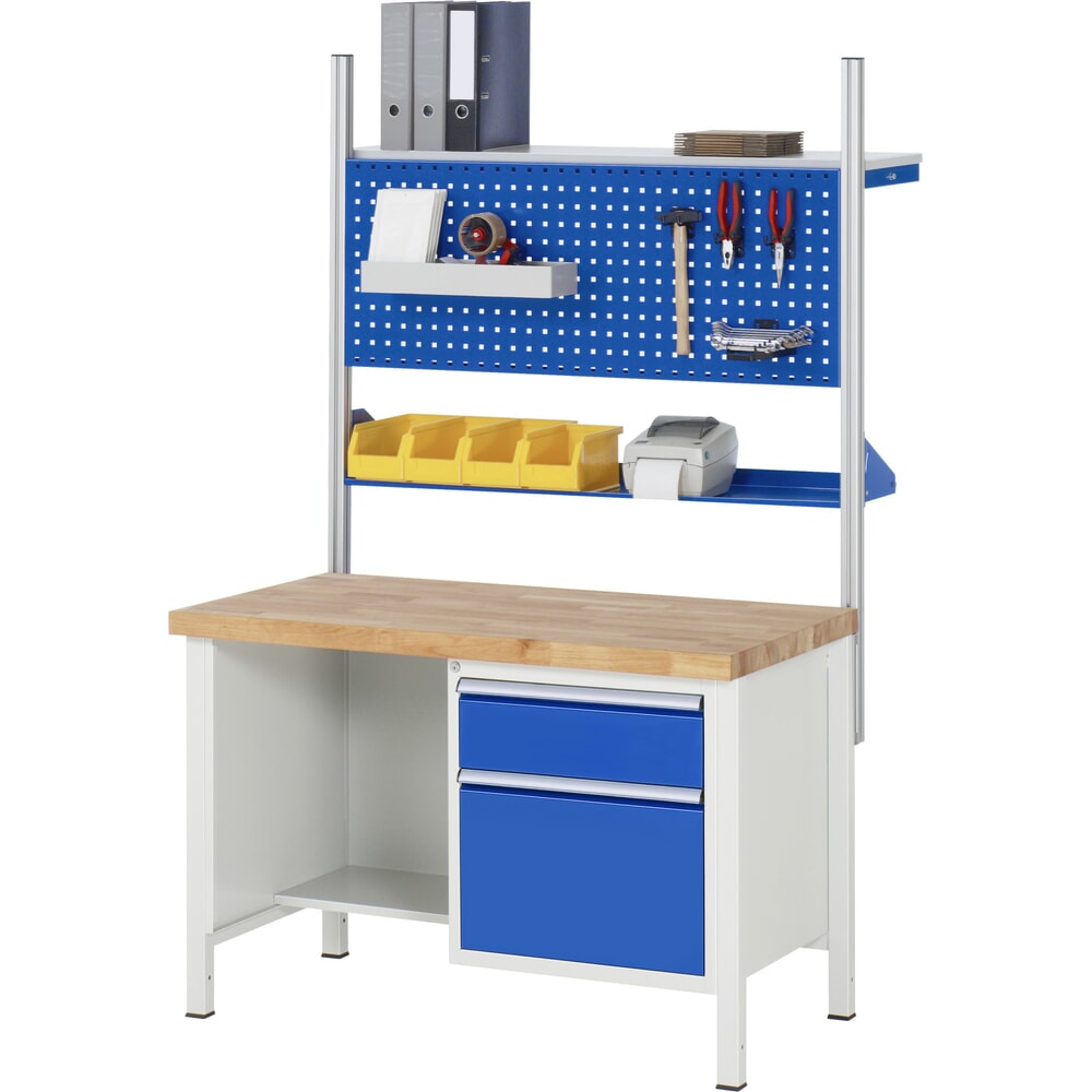 Produktabbildung Nr. 7: RAU Werkbank Serie 8000, 1 Ablageboden, HxBxT 840-1.040 x 1.250 x 700 mm, 2 x 90%-Auszug-Schubladen