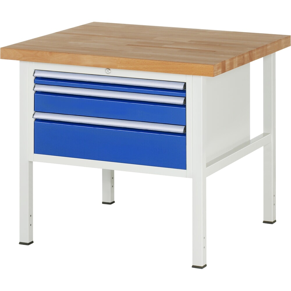 Produktabbildung: RAU Werkbank Serie 8000, HxBxT 840-1.040 x 1.000 x 900 mm, 3 x 100%-Auszug-Schubladen 1 x 60, 1 x 120, 1 x 180 mm, Schubladen-TK 75 kg