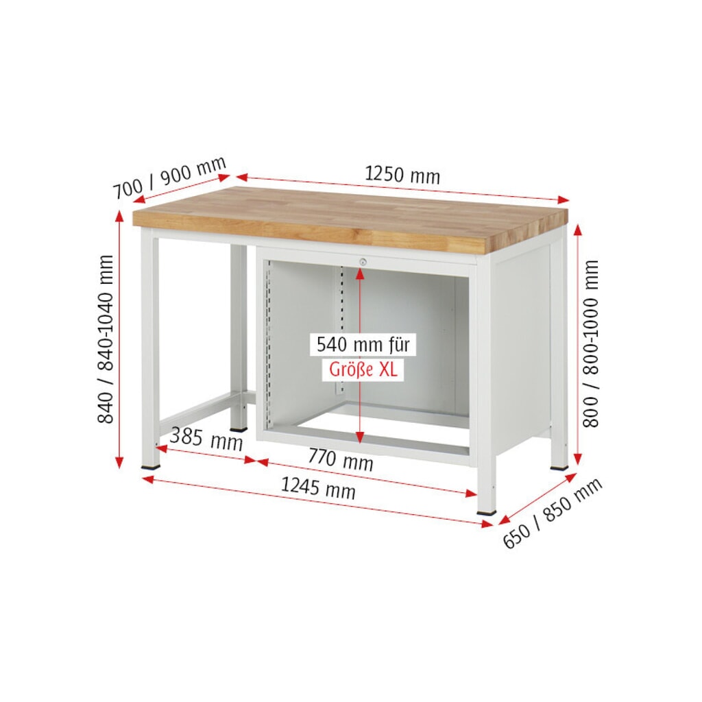 RAU Werkbank Serie 8000, HxBxT 840 x 1.250 x 900 mm, 5 x 100%-Auszug-Schubladen 4 x 90, 1 x 180 mm, Schubladen-TK 75 kg Produktabbildung Nr. 5: RAU Werkbank Serie 8000, HxBxT 840 x 1.250 x 900 mm, 5 x 100%-Auszug-Schubladen 4 x 90, 1 x 180 mm, Schubladen-TK 75 kg