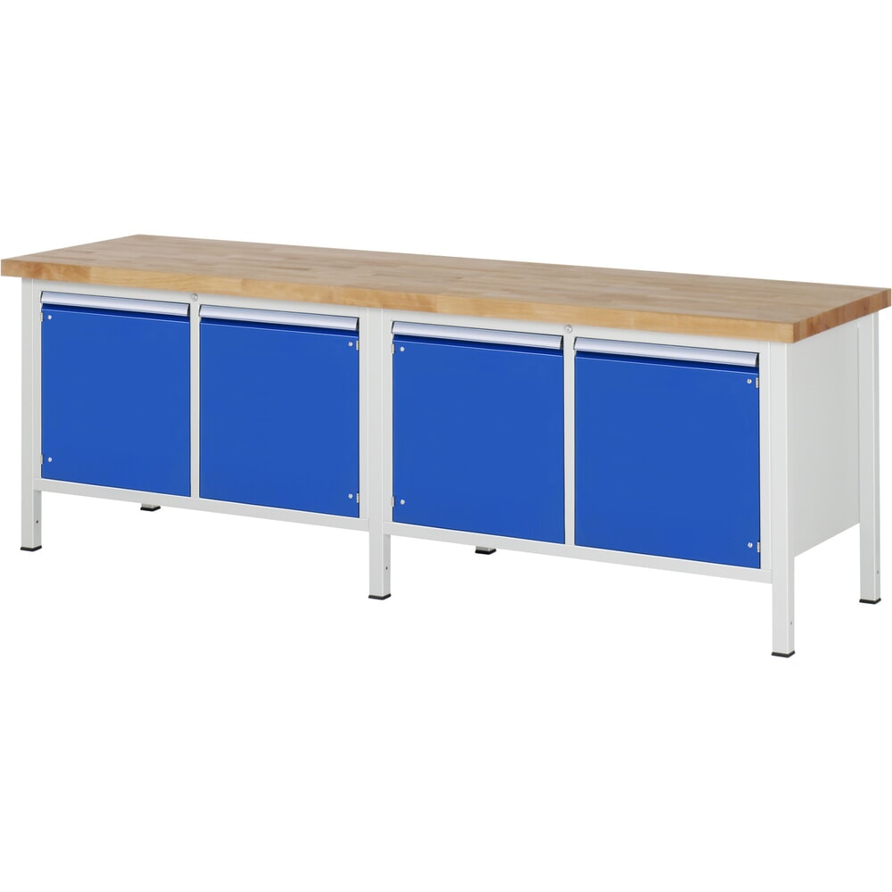 Produktabbildung Nr. 1: RAU Werkbank Serie 8000, 2 Doppel-Container, 4 Flügeltüren, HxBxT 840-1.040 x 2.500 x 700 mm