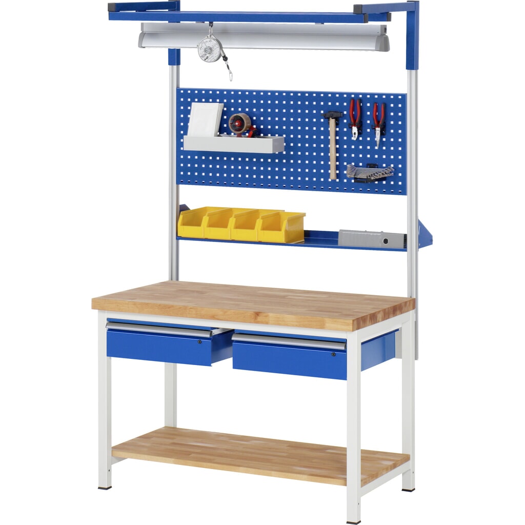 RAU Werkbank Serie 8000, HxBxT 840-1.040 x 1.250 x 700 mm, 2 Schubladen, Schubladen-TK 50 kg Produktabbildung Nr. 7: RAU Werkbank Serie 8000, HxBxT 840-1.040 x 1.250 x 700 mm, 2 Schubladen, Schubladen-TK 50 kg